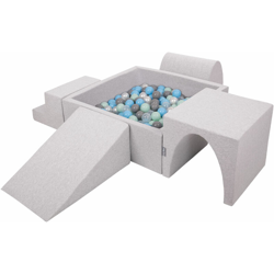 KiddyMoon Area Di Gioco In Schiuma Per Bambini Con Palline Colorate, Grigioch:Perla/Grigio/Trasparente/Azzurro/Menta en oferta