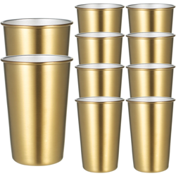 Happyshopping - Confezione da 10 pezzi da 500 ml in acciaio inossidabile color oro, tazza da caffe per feste, bicchieri in metallo colorato, tazze a precio