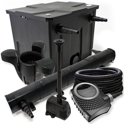 Il set filto bio 60000l 24W UVC Depuratore per stagni 80W Pompa 25m Tubo Skimmer