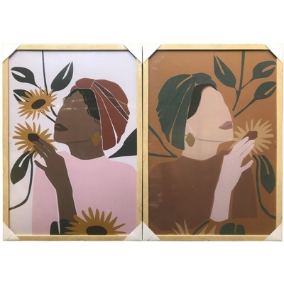 Quadro DKD Home Decor Africana (2 pcs) (50 x 2.5 x 70 cm)