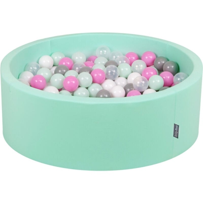 90X30cm/200 Palline ? 7CM Piscina Di Palline Colorate Per Bambini Tondo Fabbricato In EU, Menta:Trasparente/Grigio/Bianco/Rosa/Menta
