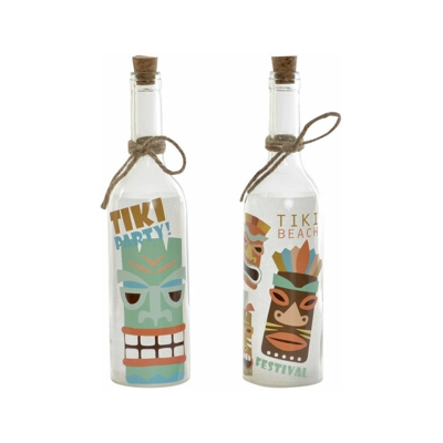 Bottiglia LED Tiki Vetro Corda (2 pcs) (7.5 x 7.5 x 29 cm) - Dkd Home Decor