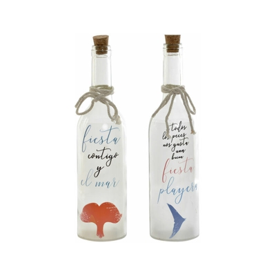 Bottiglia LED Vetro Corda Marino (2 pcs) (7.5 x 7.5 x 29 cm) - Dkd Home Decor