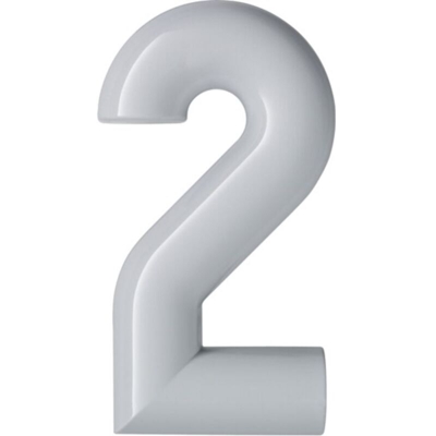 Numero civico cifra 2 poliammide speciale 99 bianco puro 165mm D.33mm HEWI