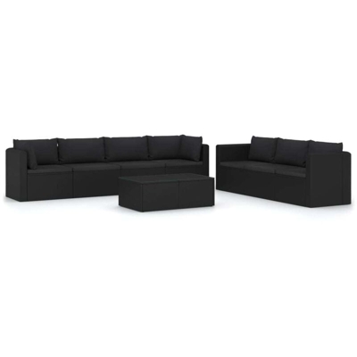 vidaXL Set Divani da Giardino 8 pz con Cuscini in Polyrattan Nero - Nero