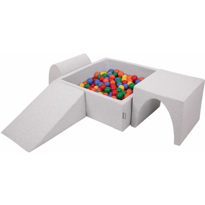 KiddyMoon Area Di Gioco In Schiuma Per Bambini Con Palline Colorate, Grigioch:Giallo/Verde/Blu/Rosso/Arancio - grigioCh:giallo/verde/blu/rosso/arancio