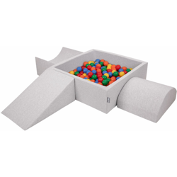 KiddyMoon Area Di Gioco In Schiuma Per Bambini Con Palline Colorate, Grigioch:Giallo/Verde/Blu/Rosso/Arancio - grigioCh:giallo/verde/blu/rosso/arancio precio