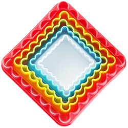 Stampo per biscotti con set di cinque/sei pezzi a forma di cartone animato di plastica alimentare multicolore,Tipo,5 pezzi quadrati - Tipo,5 pezzi en oferta