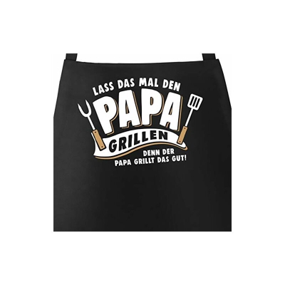 "MoonWorksÂ® Grembiule da barbecue da uomo con scritta in lingua tedesca ""Lass das mal den Papa Grillen, perchÃ© der Papa grillt das gut regalo