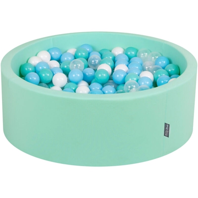 90X30cm/200 Palline ? 7CM Piscina Di Palline Colorate Per Bambini Tondo Fabbricato In EU, Menta: Turchese Ch-Bianco-Trasparente-Azzurro - menta:
