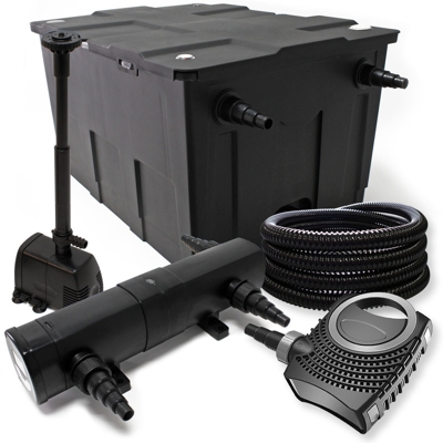 Wiltec - Set filtro bio per stagni 60000l 18W UVC Depuratore per stagni 25m Tubo pumpe