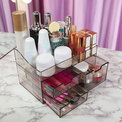 Organizer per trucco Acrilico Cosmetico Trucco e gioielli Cassetti portaoggetti Display Scatola a 3 cassetti Elegante salvaspazio per pennelli per en oferta