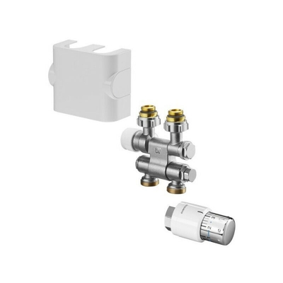 Kit di collegamento per radiatore da bagno angolare cromato 7 Collegamento mandata/ritorno bianco