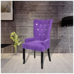 Poltrona Da Pranzo Legno Nero Rivestimento Velluto Viola en oferta