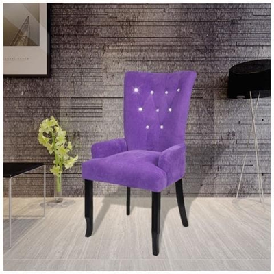 Poltrona Da Pranzo Legno Nero Rivestimento Velluto Viola