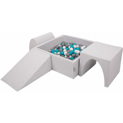 KiddyMoon Area Di Gioco In Schiuma Per Bambini Con Palline Colorate, Grigioch:Grigio/Bianco/Turchese - grigioCh:grigio/bianco/turchese características