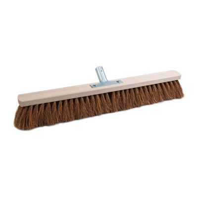 Scopa in cocco L.600mm con supporto manico in metallo piatto legno SOREX