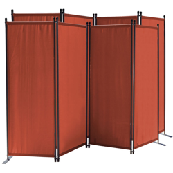 2 Pezzi Paravento da Giardino 220 x 165 cm 4 parti pieghevole Divisorio in Tessuto Protezione della Privacy Rosso-Arancio en oferta