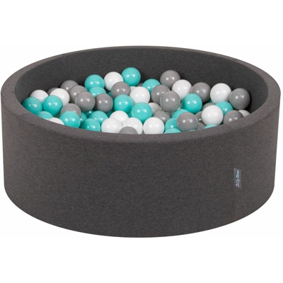 90X30cm/200 Palline ? 7CM Piscina Di Palline Colorate Per Bambini Tondo Fabbricato In EU, Grigio Sc:Bianco/Grigio/Turchese Ch - grigio