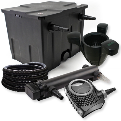 Wiltec - Set filtro bio 60000l SuperEco 80W Pompa 24W UVC Depuratore per stagni Fontana Skimmer