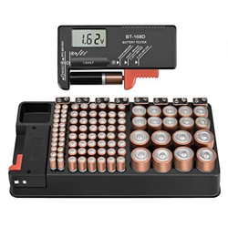 Supporto per custodia per organizer per batterie con display digitale della tensione del tester per batterie AAA, AA, 9V, C, D e a bottone en oferta