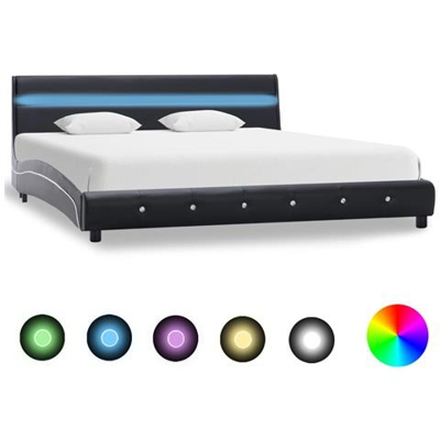 Giroletto Con Led Nero In Similpelle 160x200 Cm