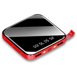 Happyshopping - Mini Power-Bank a pieno specchio Caricabatterie portatile leggero Funzione staffa per telefono Doppie luci LED Doppie porte USB C precio
