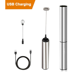 Montalatte ricaricabile Bollitore elettrico portatile Frusta in acciaio inossidabile Mini elettrico a 2 velocita per caffe Latte Cioccolata calda en oferta