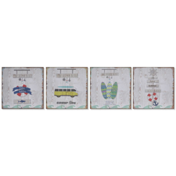 Quadro Legno Carta Estate (4 pcs) (25 x 1 x 25 cm) - Dkd Home Decor características