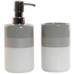 Set da Bagno Bianco Grigio Plastica Cromato Dolomite (2 pcs) - Dkd Home Decor en oferta