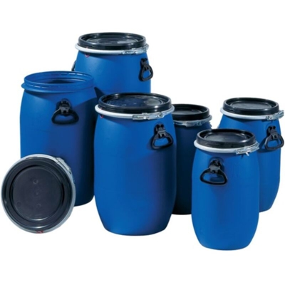 Fusto a collo largo 120l PE blu imbocco riempimento-D.400mm GRAF