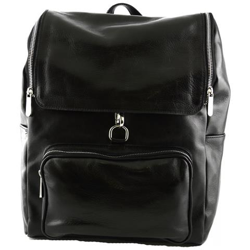 Zaino In Pelle Vera, Chisura Con Zip E Moschettone Colore Nero - Pelletteria Toscana Made In Italy - Zaino en oferta