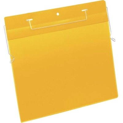 Tasca portadocumenti L297xH210mm DIN A4 orizzontale con gancio in filo flessibile giallo 50