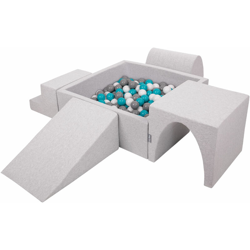 KiddyMoon Area Di Gioco In Schiuma Per Bambini Con Palline Colorate, Grigioch:Grigio/Bianco/Turchese - grigioCh:grigio/bianco/turchese características