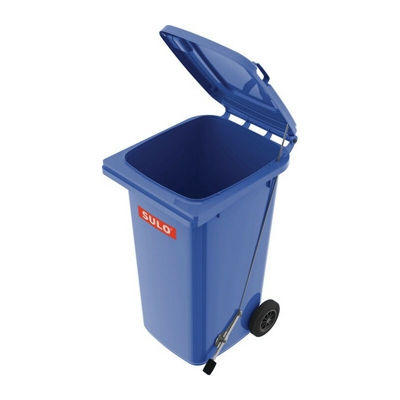 Grande bidone della spazzatura 240l HDPE blu mobile con pedale SULO