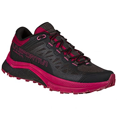 LA SPORTIVA Karacal Woman, Scarpe da Trail Running Donna, Nero/Rosso/Prugna, 43 EU