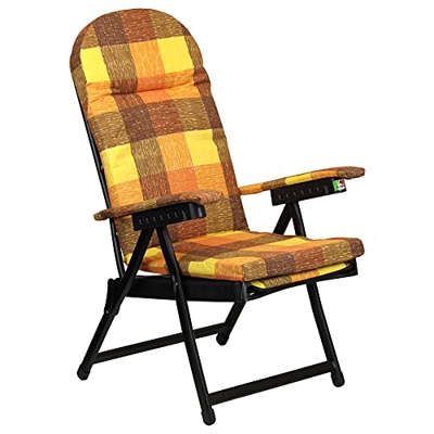 Totò Piccinni Poltrona Sedia Sdraio RODI con poggiapiedi MADE IN ITALY con cuscino (Arancione)