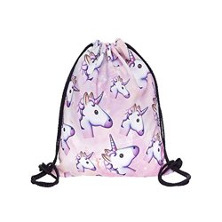 Hellathund Fashion colorato cute happy 3d stampato coulisse zaino (38,1 x 27,9 cm), unicorn precio