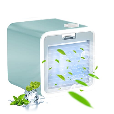 Mini Condizionatore Portatile, VALLIO 3-en-1 Climatizzatore - Raffreddatore d'Aria/Umidificatore/Ventilatore del Condizionatore Mobile Silenzioso, 3 V