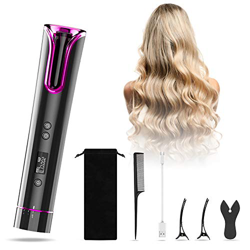 Bigodini Arricciacapelli automatici senza fili, bacchette arricciacapelli wireless con display LCD Impostazione della temperatura dell'ora Ricaricabil características