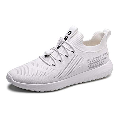 ONEMIX Slip on Scarpe da Running Uomo, Leggera Mesh Scarpe da Ginnastica Corsa Sportive Casual Sneakers all'Aperto 1583 White 43