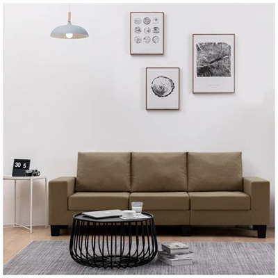 Divano A 3 Posti Marrone In Tessuto