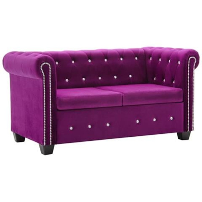 Divano Chesterfield A 2 Posti In Velluto 146x75x72 Cm Viola