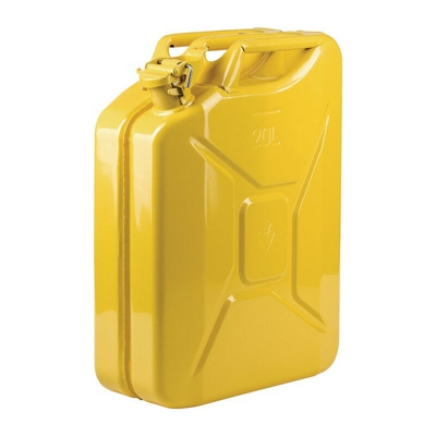 Tanica carburante 20l giallo zinco RAL 1018 lamiera d'acciaio L345xP165xH470mm VALPRO