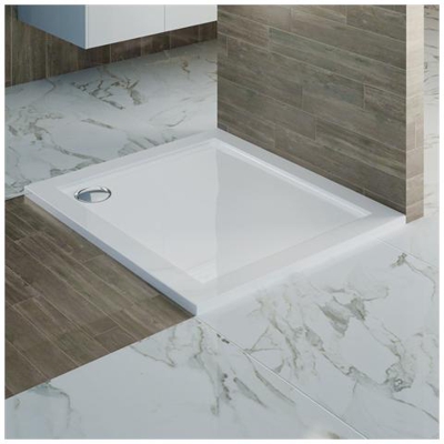 Piatto Doccia Slim 100x100x4 cm Quadrato Acrilico Bordato Bianco Lucido mod. Flower