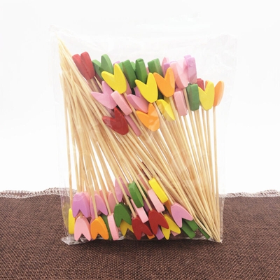 100 confezioni Cocktail Picks 4,7 '' Fruit Picks Stuzzicadenti di bambu per forniture da spiaggia per feste di compleanno di nozze,Tipo,8,Multicolore