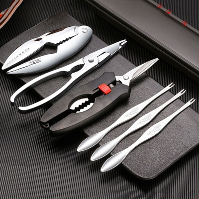 Set di utensili per frutti di mare Crab Crackers Picks Spoons Set Acciaio inossidabile Granchio Peel Gamberetti Strumento Morsetto per aragosta Pinze
