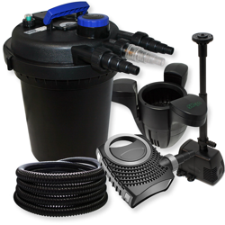 Wiltec - Filtro a pressione per stagni 6000l 11W UVC NEO8000 70W Pompa 25m Tubo Skimmer Fontana precio