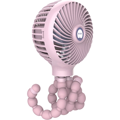 USB senza lama ventilatore portatile Forma mini Octopus deformabile Fan ricaricabile Passeggino ventilatore con piedini di appoggio flessibile,Rosa