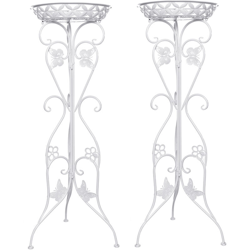 2PCS 38 * 32 * 95cm Supporto per piante alte in metallo Supporto per fiori Supporto per giardino Patio Decorazioni per la casa 30kg Bianco en oferta